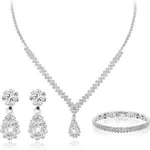 Women Earrings Bracelet Sets Crystal Bridal Bridesmaid Prom Costume Accessories